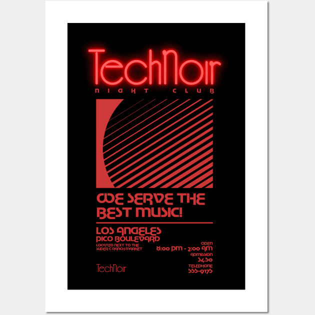 Retro 80s Technoir Nightclub Poster from the Terminator Movie Wall Art by DaveLeonardo